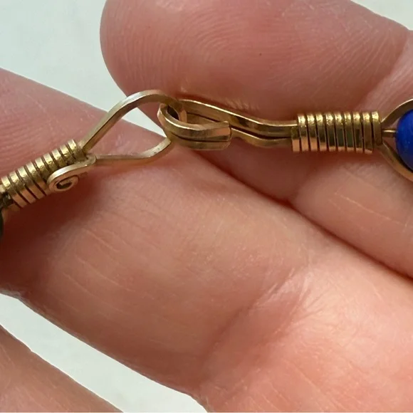 Multi Gemstone GOLD FILLED WIRE WRAPPED BANGLE BRACELET Malachite Onyx Rhodonite - Picture 6 of 6